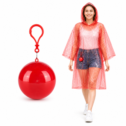 Portable Hooded Rain Poncho – Waterproof Tear-Resistant Emergency Raincoat with Keychain Case