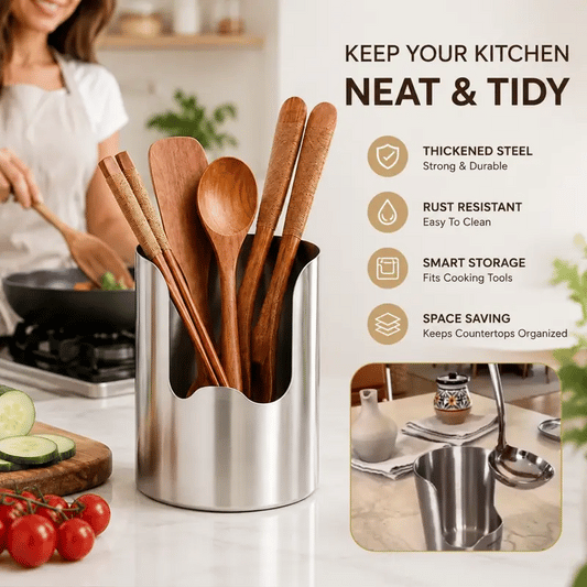 🔥Thickened Stainless Steel Utensil Organizer, Rust Resistant Easy to Clean