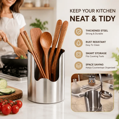 🔥LAST DAY 70% OFF ✨Thickened Stainless Steel Utensil Organizer, Rust Resistant Easy to Clean