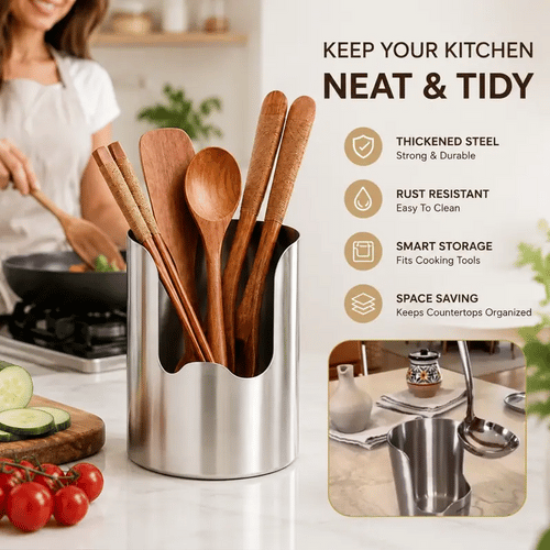 🔥LAST DAY 70% OFF ✨Thickened Stainless Steel Utensil Organizer, Rust Resistant Easy to Clean