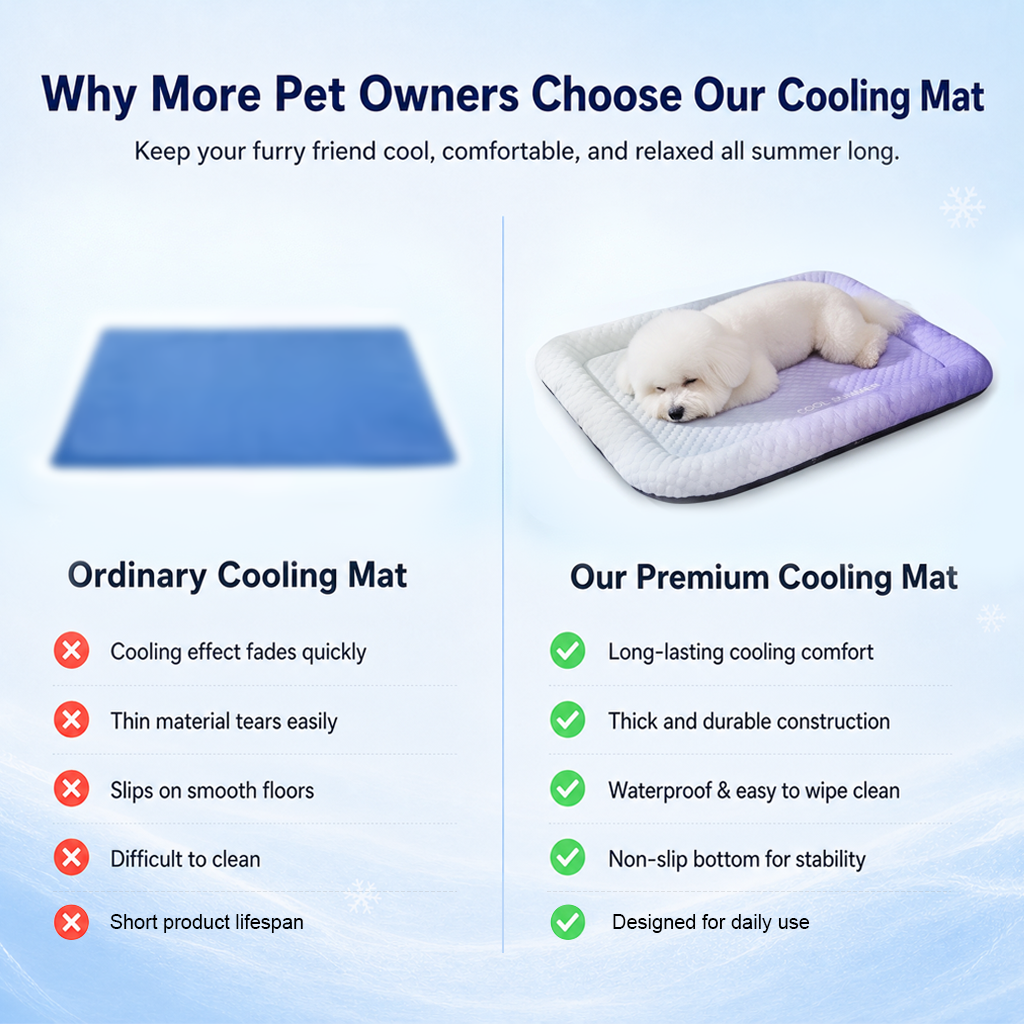 ❄️ Naturally Cool Ice-Silk Pet Mat • Breathable, Washable & Soft