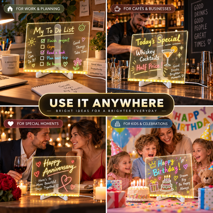 🔥LAST DAY 50% OFF ✨ Creative Rewritable Acrylic LED Message Board 🎨 (set come with 7 Pens)