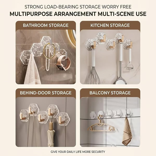 🔥💕LAST DAY 75% OFF ✨Hexagonal Ripple Heavy Duty Hooks for Bathroom, Kitchen & Household Organization