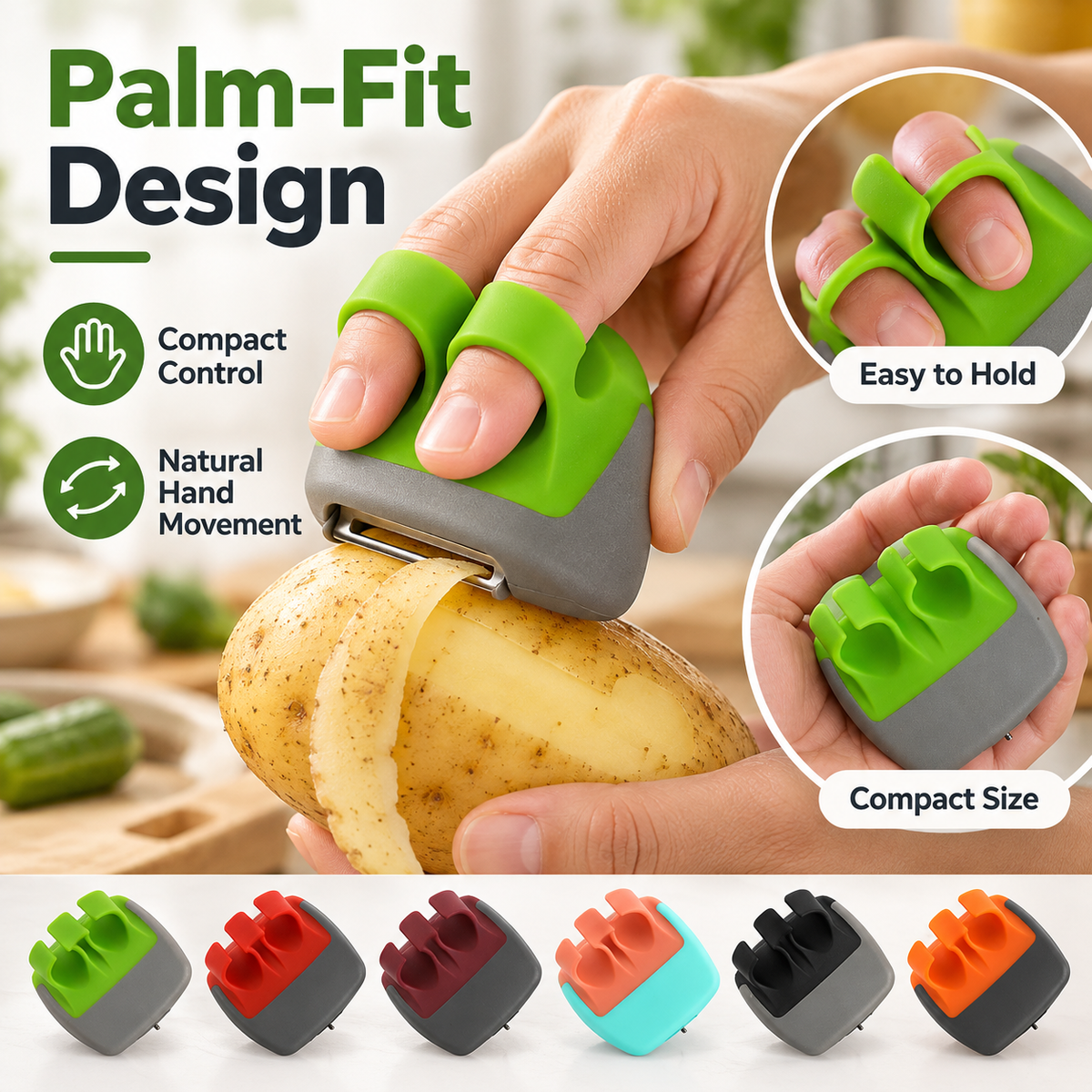 🔥LAST DAY 50% OFF ✨Palm Vegetable Peeler Set – Soft Grip Handheld Fruit & Veggie Peeler