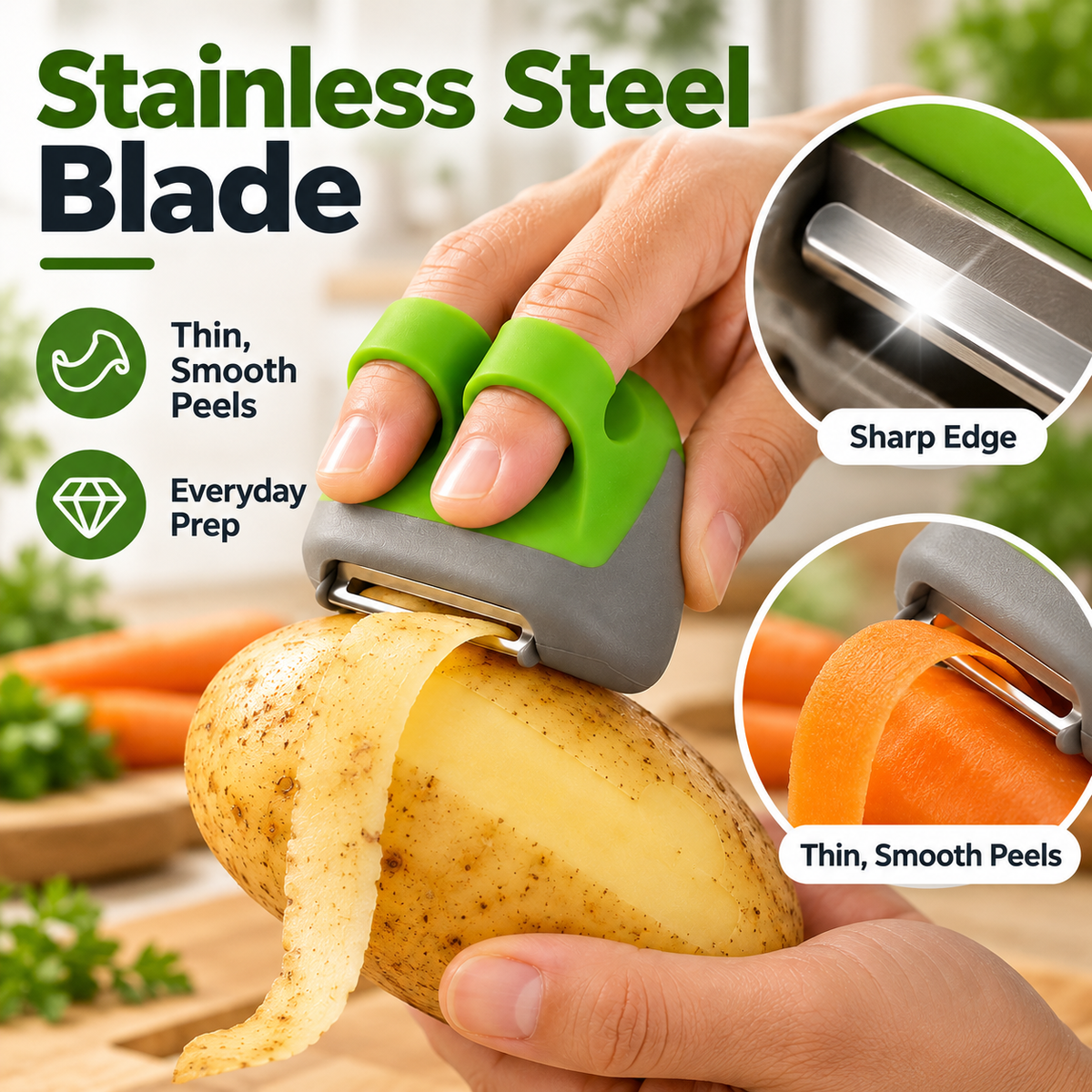 🔥LAST DAY 50% OFF ✨Palm Vegetable Peeler Set – Soft Grip Handheld Fruit & Veggie Peeler