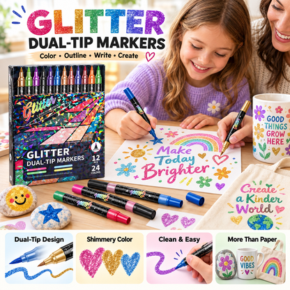Dobryla® 🎨Glitter Effect Brush Markers - Create Sparkling Artwork Easily(🌈24-96 Colors | Smooth No Clog | No Bleed Through📝) upsell