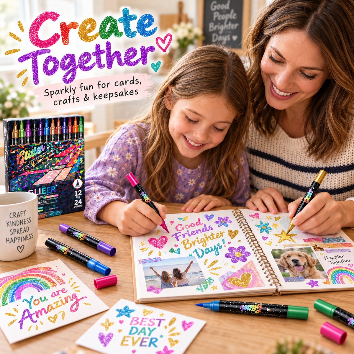 Dobryla® 🎨Glitter Effect Brush Markers - Create Sparkling Artwork Easily(🌈24-96 Colors | Smooth No Clog | No Bleed Through📝) upsell
