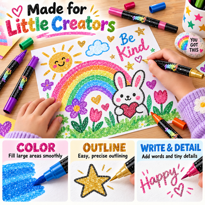 Dobryla® 🎨Glitter Effect Brush Markers - Create Sparkling Artwork Easily(🌈24-96 Colors | Smooth No Clog | No Bleed Through📝) upsell
