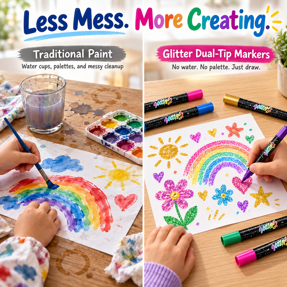 Dobryla® 🎨Glitter Effect Brush Markers - Create Sparkling Artwork Easily(🌈24-96 Colors | Smooth No Clog | No Bleed Through📝) upsell