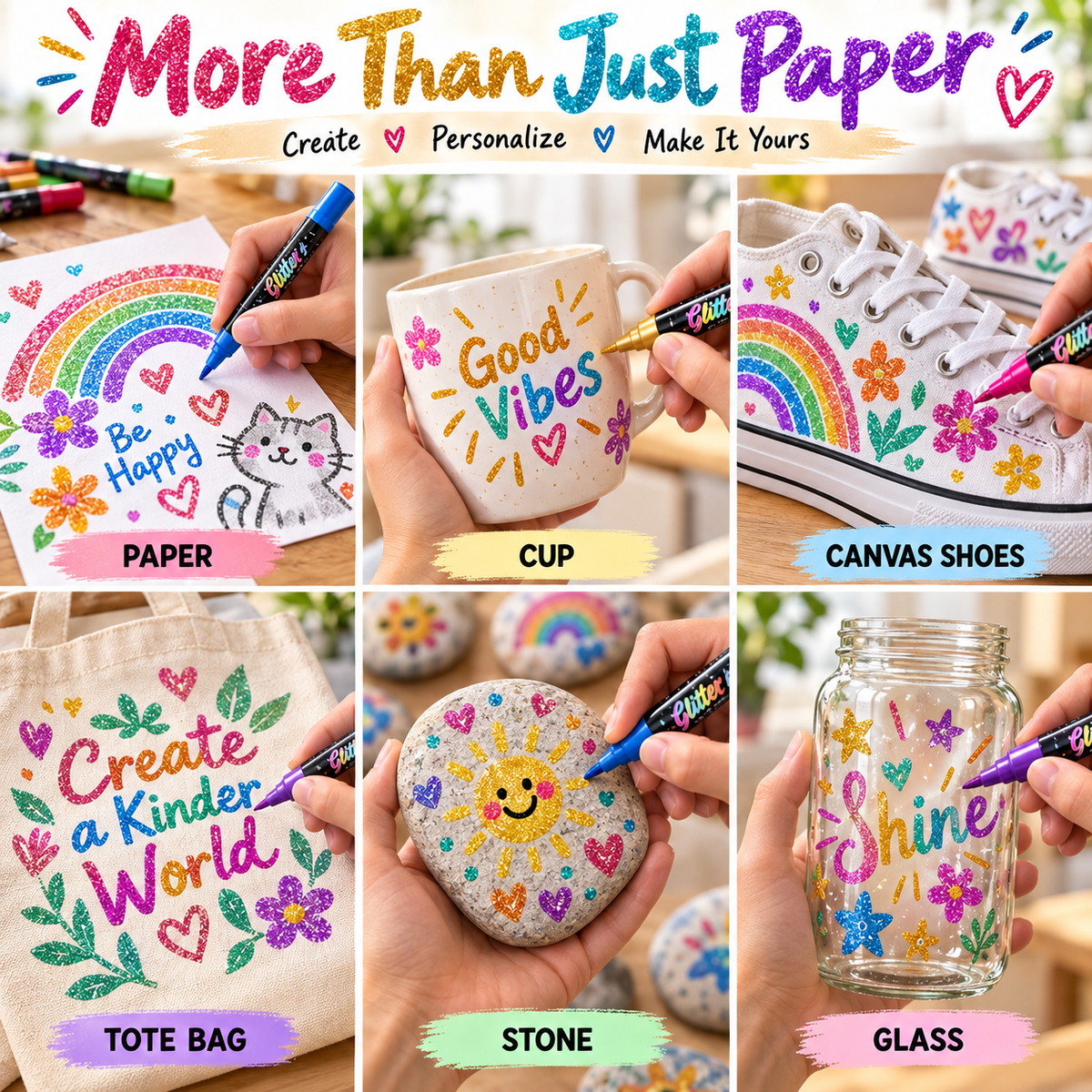 Dobryla® 🎨Glitter Effect Brush Markers - Create Sparkling Artwork Easily(🌈24-96 Colors | Smooth No Clog | No Bleed Through📝) upsell
