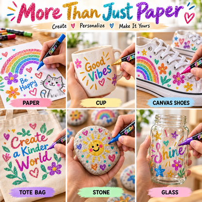 Dobryla® 🎨Glitter Effect Brush Markers - Create Sparkling Artwork Easily(🌈24-96 Colors | Smooth No Clog | No Bleed Through📝) upsell