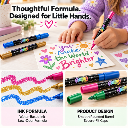Dobryla® 🎨Glitter Effect Brush Markers - Create Sparkling Artwork Easily(🌈24-96 Colors | Smooth No Clog | No Bleed Through📝) upsell
