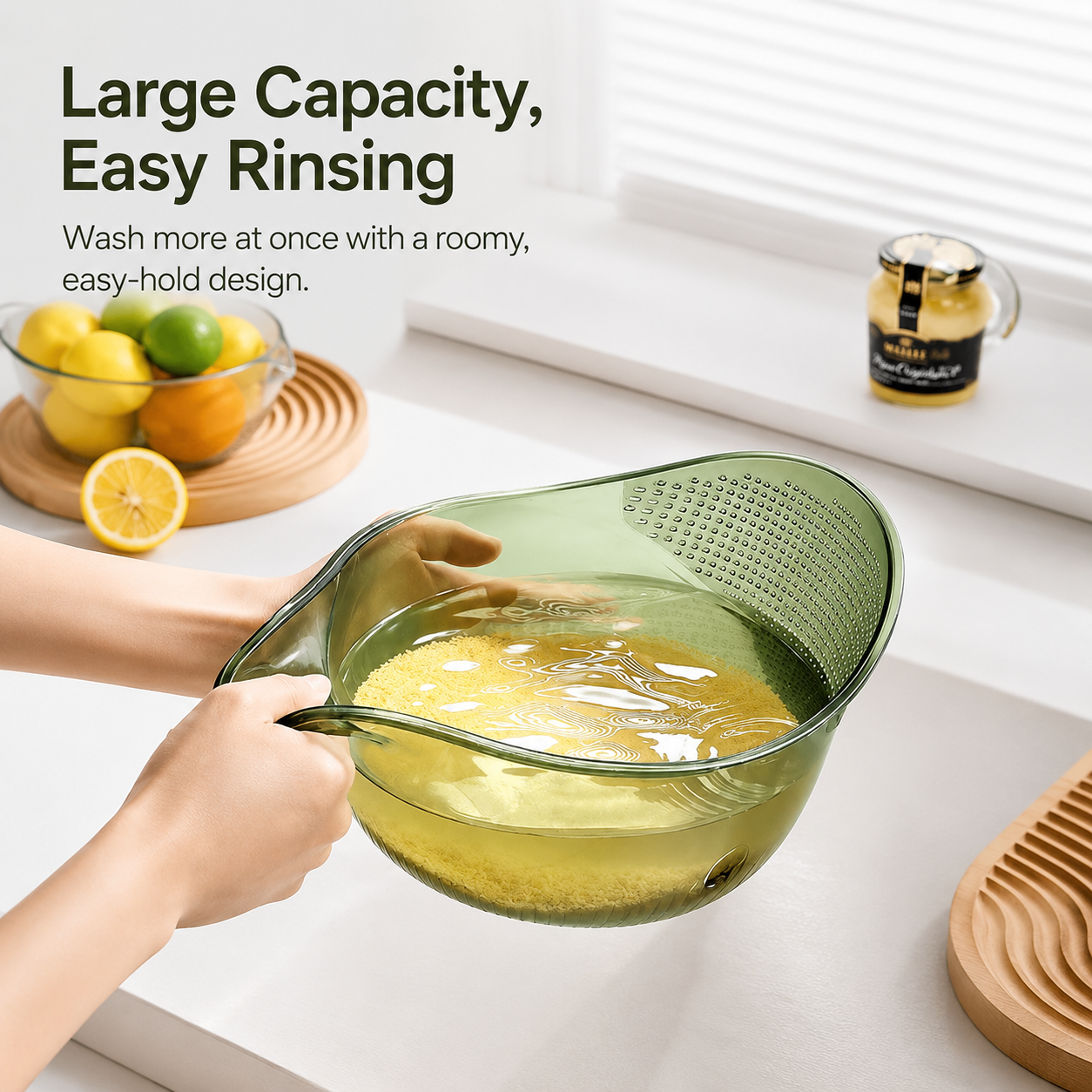 Multipurpose rice washing strainer bowl