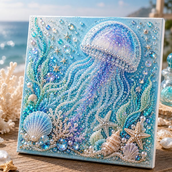 🌊🔥 Last Day Big Sale - 🌊✨ Ocean Theme Pearl Art DIY Kit – Relaxing DIY Craft to Create Stunning Coastal Artwork