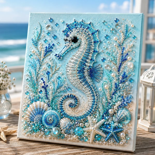 🌊🔥 Last Day Big Sale - 🌊✨ Ocean Theme Pearl Art DIY Kit – Relaxing DIY Craft to Create Stunning Coastal Artwork