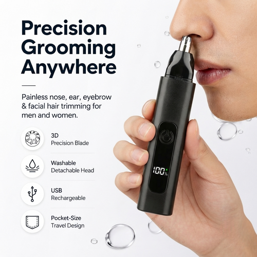 Professional LED Display Nose & Ear Trimmer, Painless Travel Gifts for Men Women.