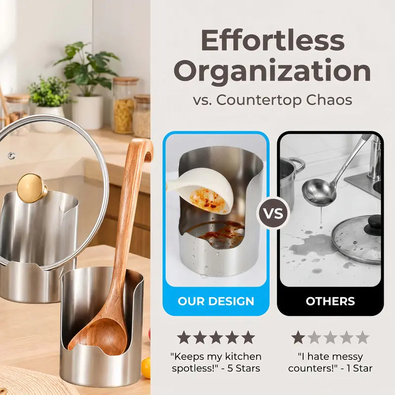 🔥LAST DAY 70% OFF ✨Thickened Stainless Steel Utensil Organizer, Rust Resistant Easy to Clean