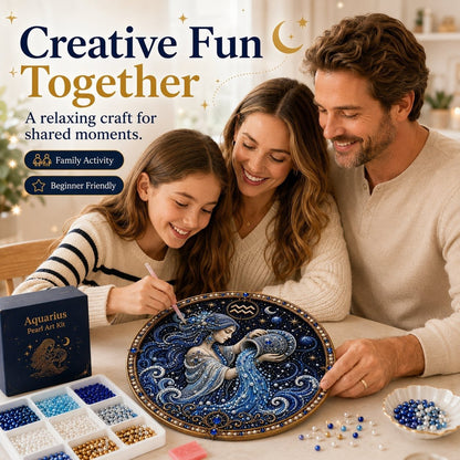 🔥 LAST DAY 49% OFF – ✨ Premium 3D Pearl 12 Zodiac Signs Art Kit | Luxury Flocked Canvas with Scratch-Resistant Non-Fading Pearl Beads DIY Handmade Astrology Decor ♈🌙💎