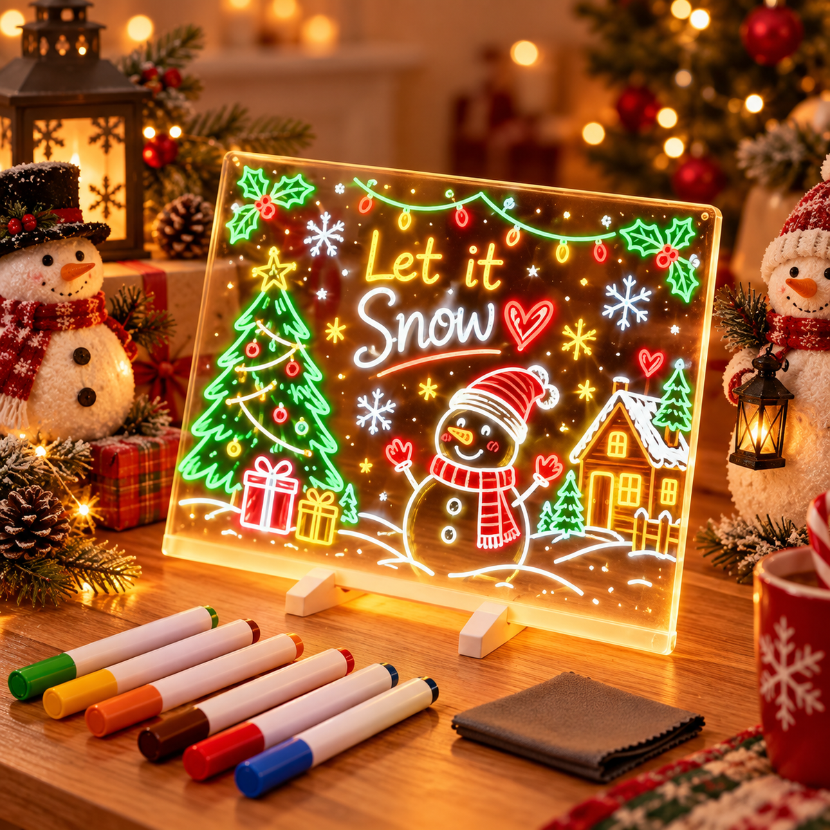 🔥LAST DAY 50% OFF ✨ Creative Rewritable Acrylic LED Message Board 🎨 (set come with 7 Pens)