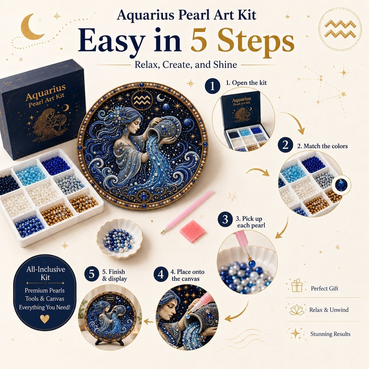 🔥 LAST DAY 49% OFF – ✨ Premium 3D Pearl 12 Zodiac Signs Art Kit | Luxury Flocked Canvas with Scratch-Resistant Non-Fading Pearl Beads DIY Handmade Astrology Decor ♈🌙💎