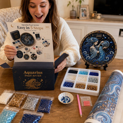 🔥 LAST DAY 49% OFF – ✨ Premium 3D Pearl 12 Zodiac Signs Art Kit | Luxury Flocked Canvas with Scratch-Resistant Non-Fading Pearl Beads DIY Handmade Astrology Decor ♈🌙💎