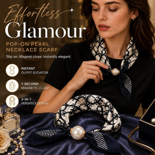 🏆25K+ SOLD 🔥2026 HOT SALE ✨ Effortless Glamour: Pop-On Pearl Necklace Scarf 🧣