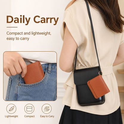 Women's Elegant Minimalist Short Slim Wallet All-match Trendy Mini 3 Bifold Purse RFID Blocking Card Holder Money Clip ID Window Compact Coin Purse Ideal Gift
