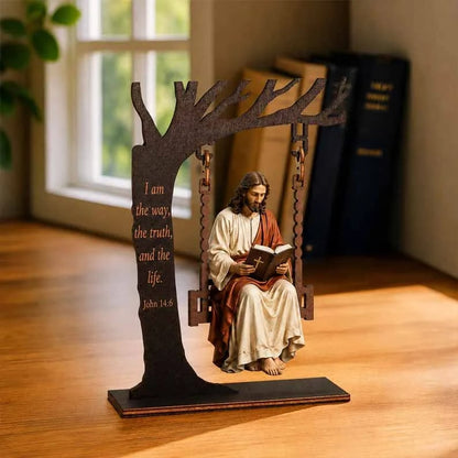 ✝️  Jesus Swing Ornament – John 14:6 Faith Table Decor | Christian Bible Verse Home Decoration