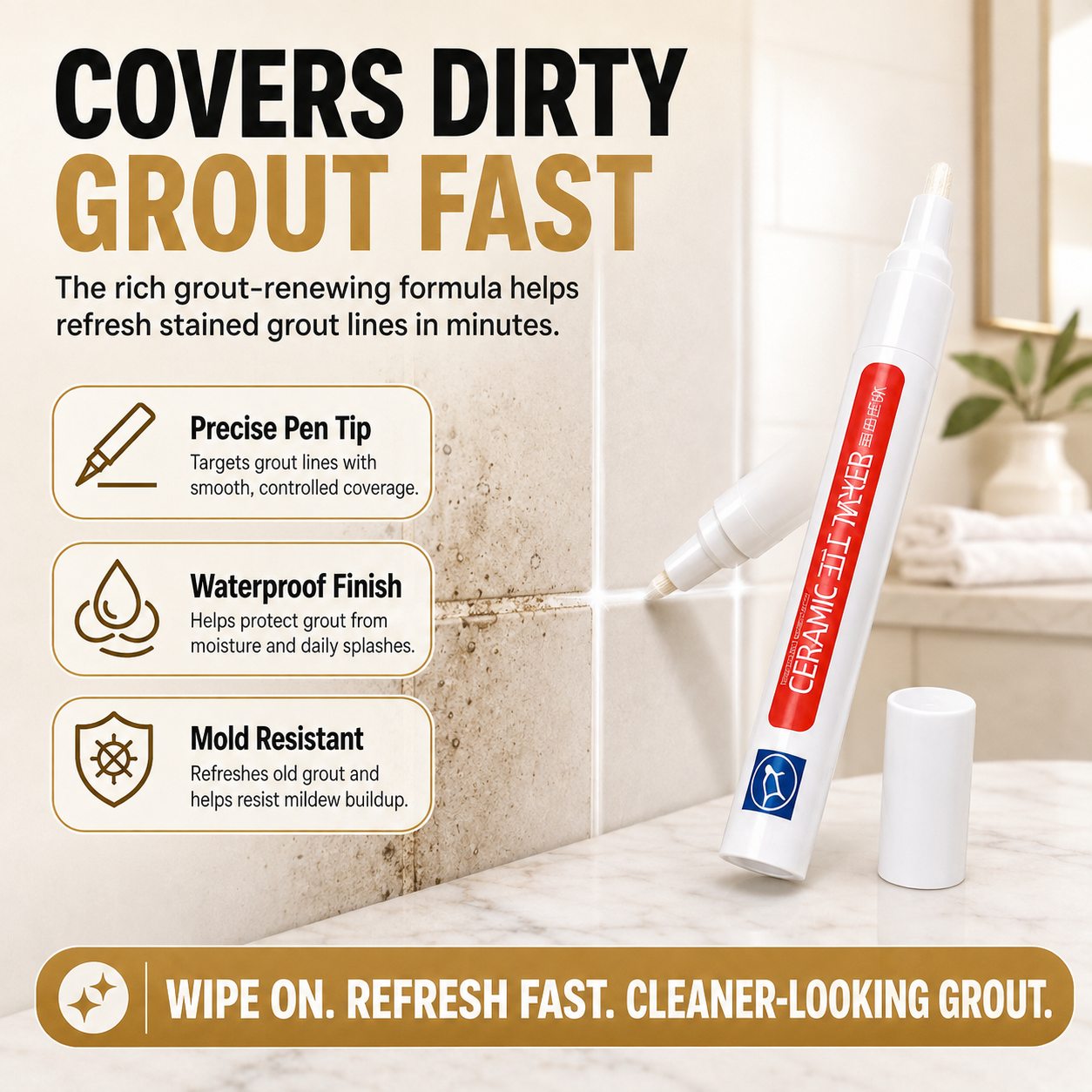 🔥✨LAST DAY 50% OFF ✨Anti-mould and waterproof joint pen for ceramic tiles