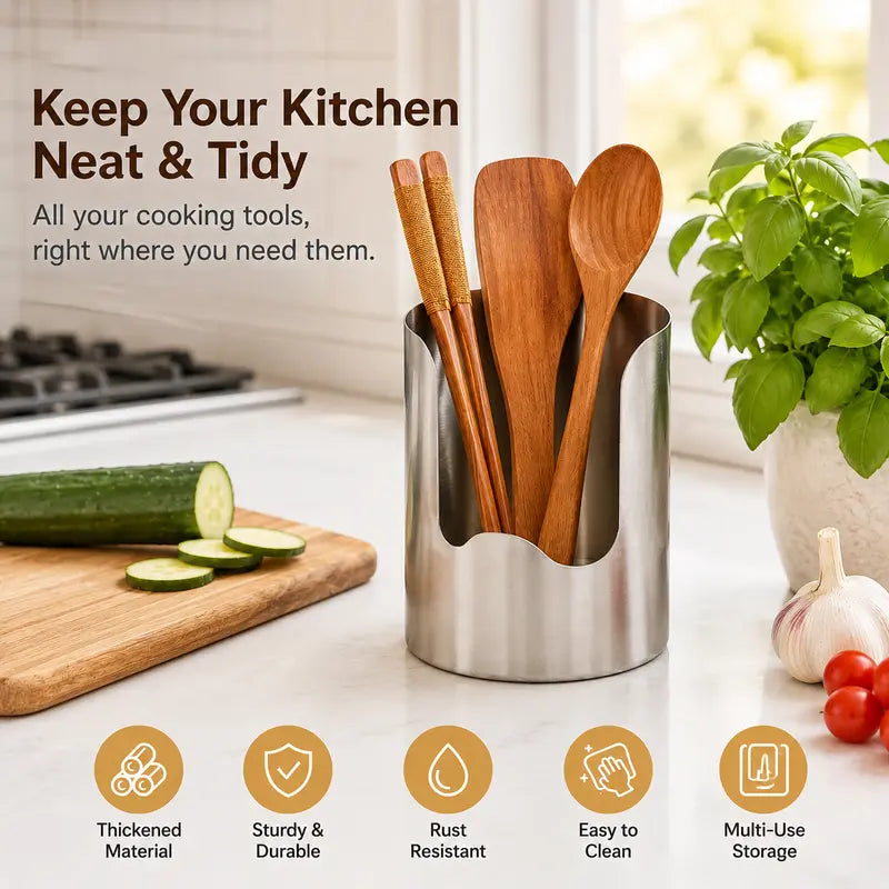 🔥LAST DAY 70% OFF ✨Thickened Stainless Steel Utensil Organizer, Rust Resistant Easy to Clean