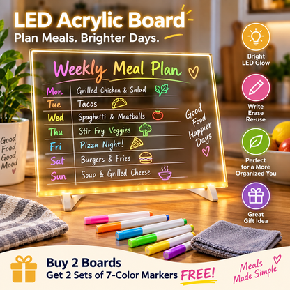🔥LAST DAY 50% OFF ✨ Creative Rewritable Acrylic LED Message Board 🎨 (set come with 7 Pens)