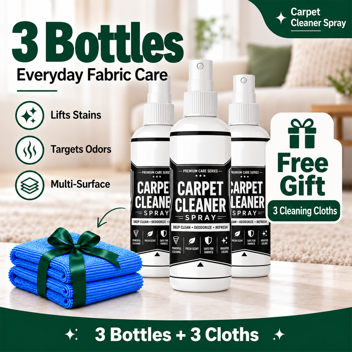🧼Deep Clean Carpet & Upholstery Spray – Target Stains on Rugs, Sofas & Car Seats