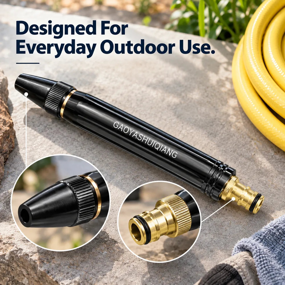 Black and gold sprayer nozzle designed for everyday outdoor use
