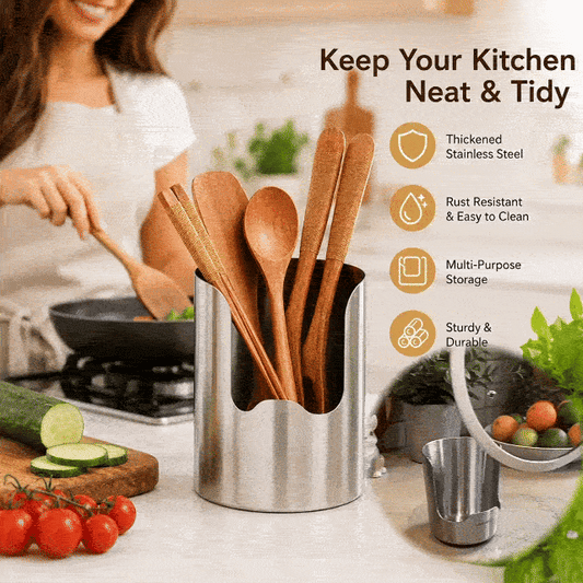 Thickened Stainless Steel Utensil Organizer, Rust Resistant Easy to Clean