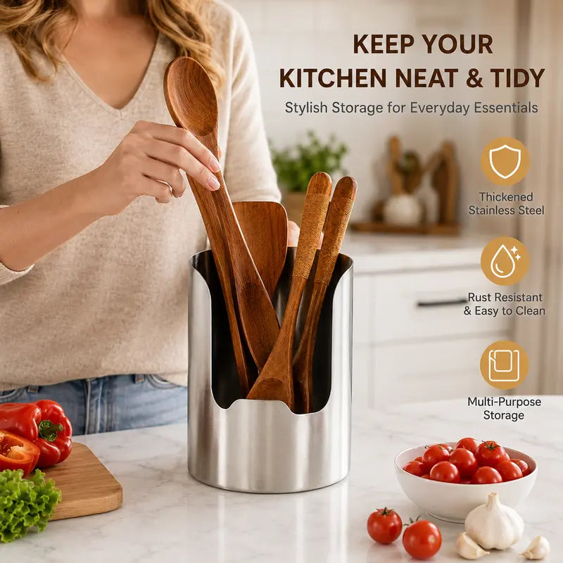 🔥LAST DAY 70% OFF ✨Thickened Stainless Steel Utensil Organizer, Rust Resistant Easy to Clean
