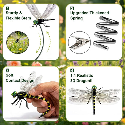🔥💕LAST DAY 50% OFF ✨Orodira® Outdoor Fake Dragonfly Rod Clip, Garden Metal Dragonfly Clip