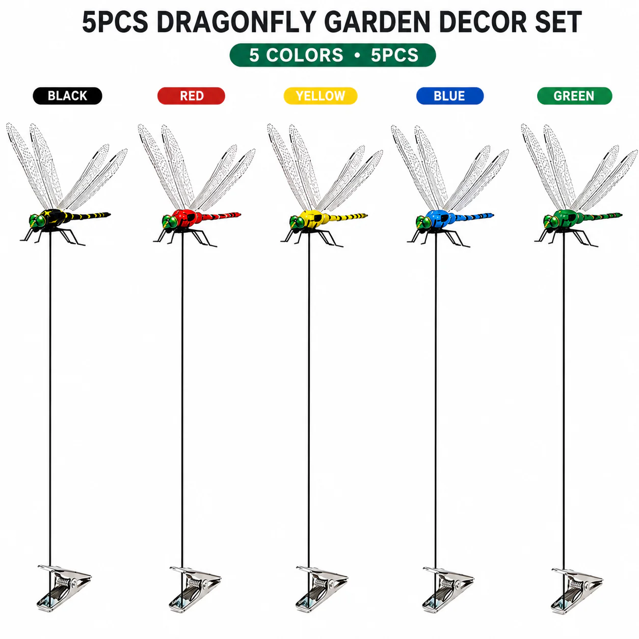 🔥💕LAST DAY 50% OFF ✨Orodira® Outdoor Fake Dragonfly Rod Clip, Garden Metal Dragonfly Clip