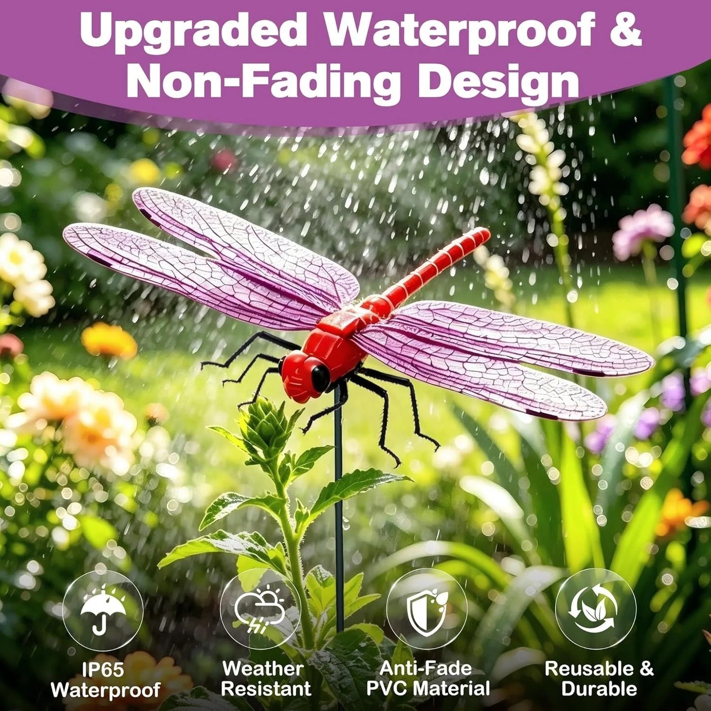 🔥💕LAST DAY 50% OFF ✨Orodira® Outdoor Fake Dragonfly Rod Clip, Garden Metal Dragonfly Clip
