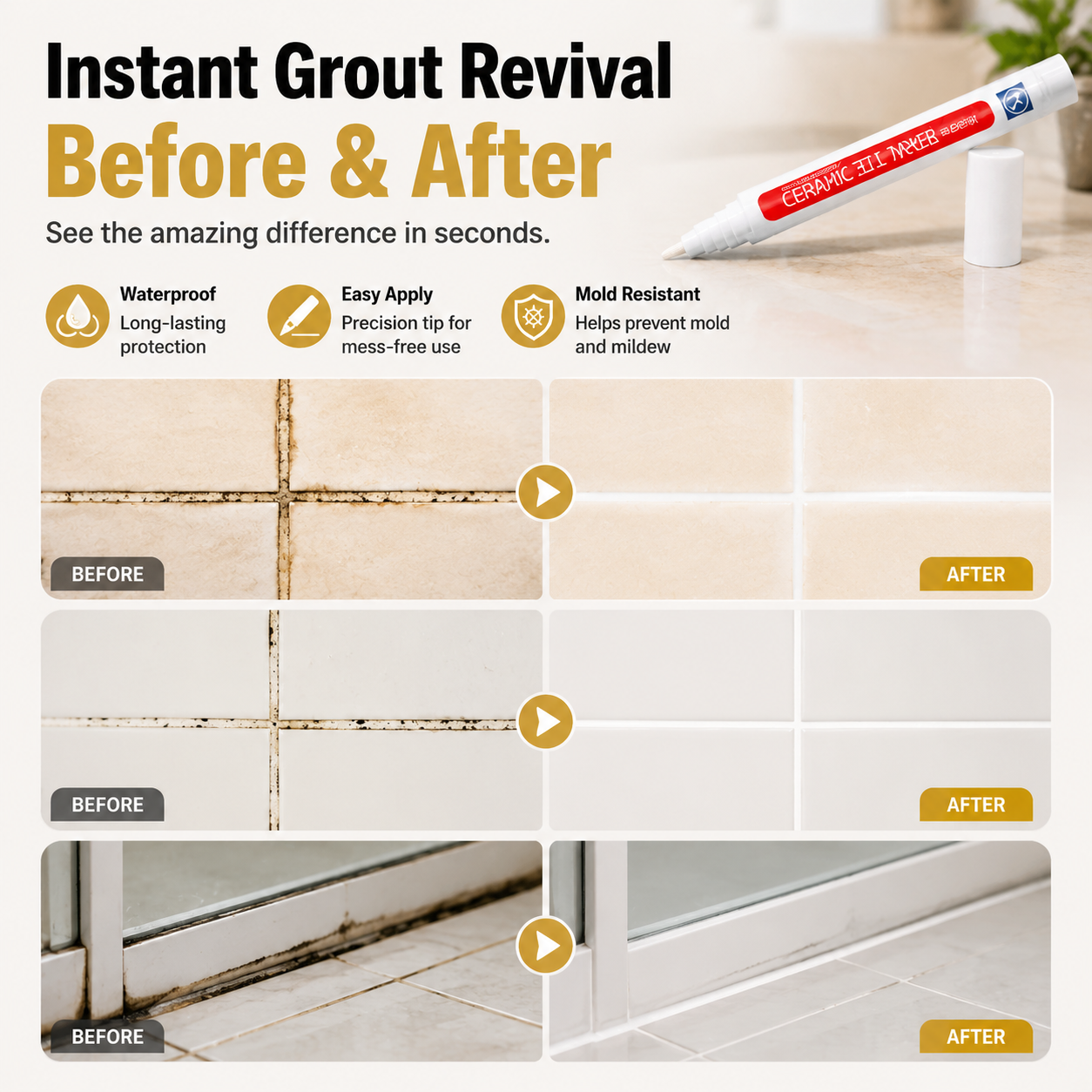 🔥✨LAST DAY 50% OFF ✨Anti-mould and waterproof joint pen for ceramic tiles
