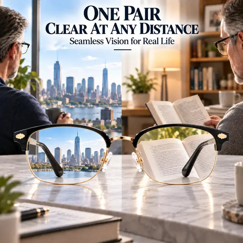 One pair of glasses for clear vision at any distance