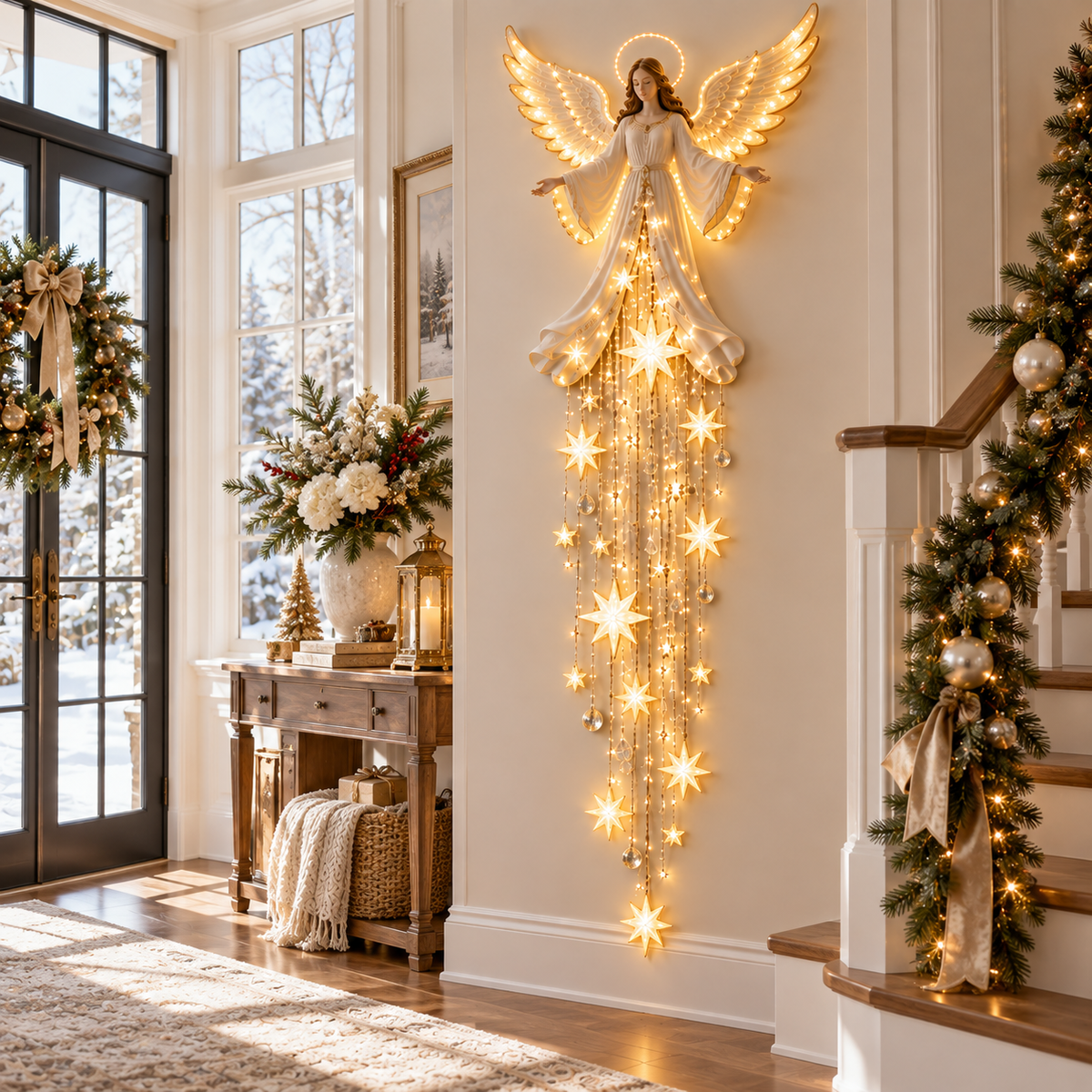 🔥LAST DAY 70% OFF ✨ Angel Blessing Starfall Wall Light – Heavenly Christmas Wall Decor