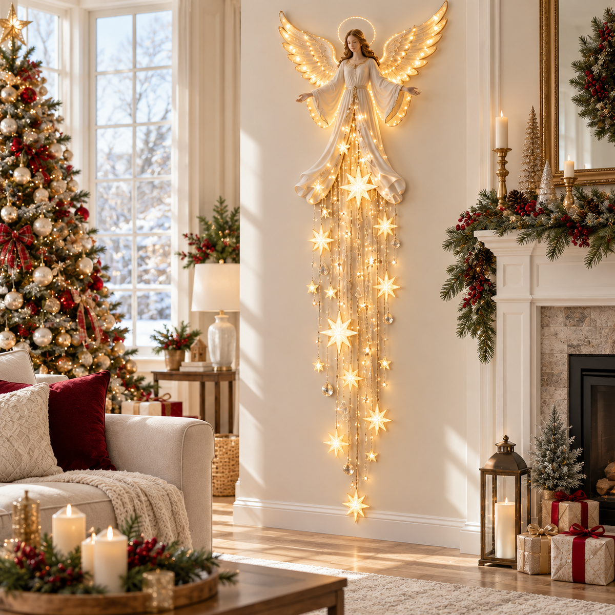 🔥LAST DAY 70% OFF ✨ Angel Blessing Starfall Wall Light – Heavenly Christmas Wall Decor